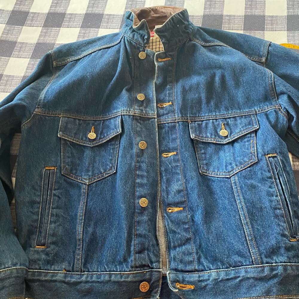 Vintage Marlboro Jean Jacket with Leather Collar